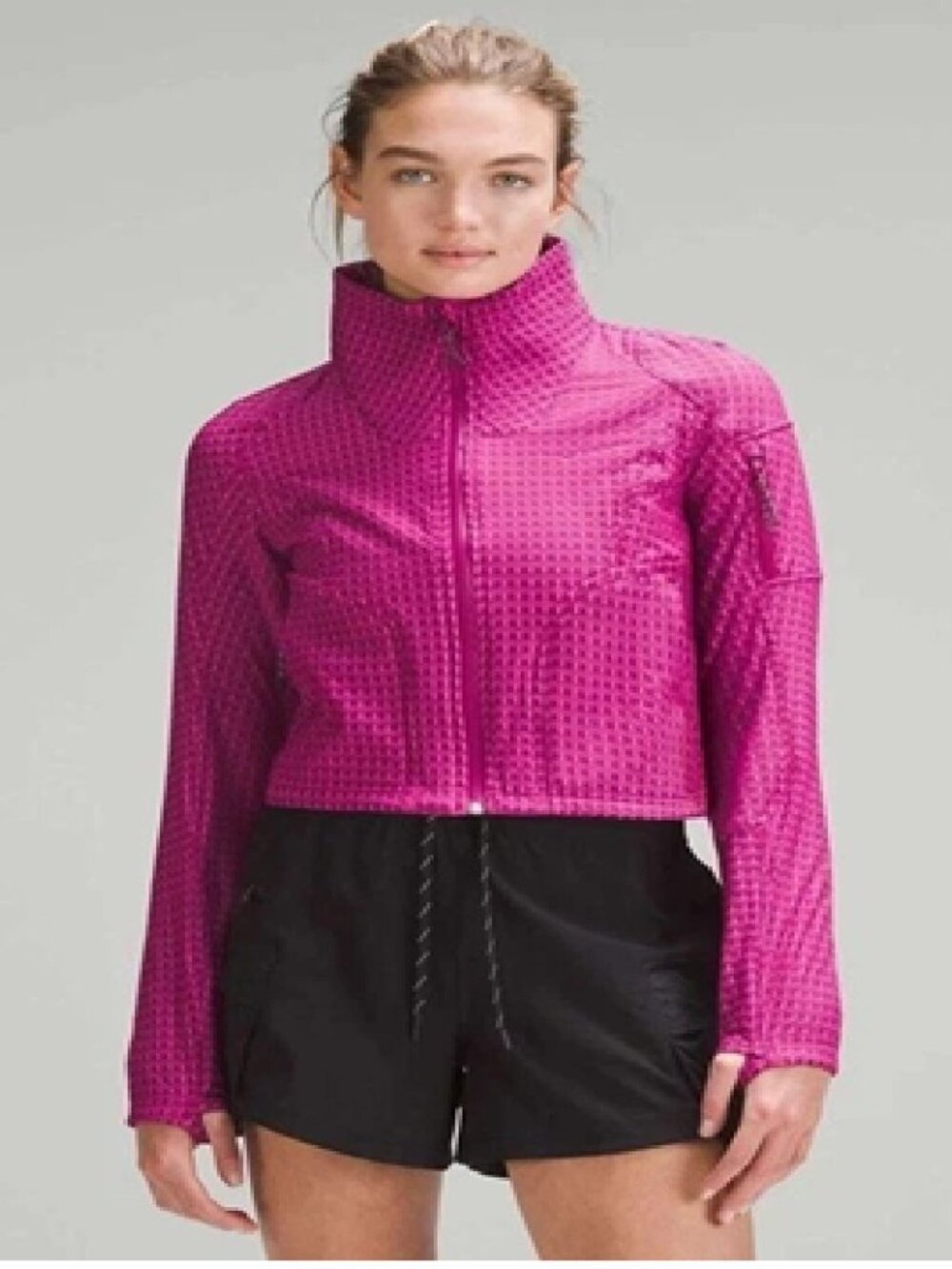 LULULEMON Water-Repellent Grid Fleece Hiking Jacket in Sz 8 Raspberry WLDB NWT